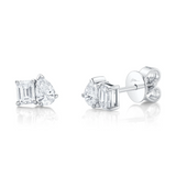 YELLOW GOLD DIAMOND EMERALD PEAR STUD EARRING