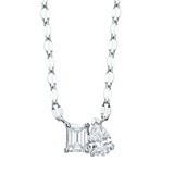 WHITE GOLD DIAMOND EMERALD PEAR SPARKLE CHAIN NECKLACE
