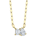 WHITE GOLD DIAMOND EMERALD PEAR SPARKLE CHAIN NECKLACE