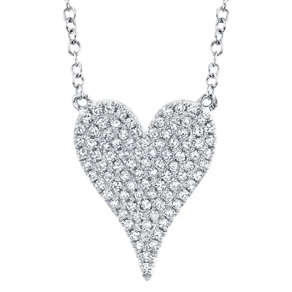 WHITE GOLD DIAMOND PAVE HEART NECKLACE