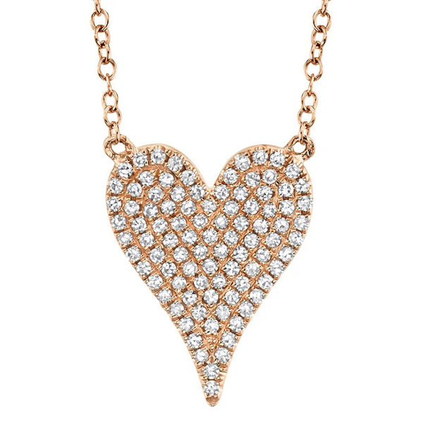 WHITE GOLD DIAMOND PAVE HEART NECKLACE