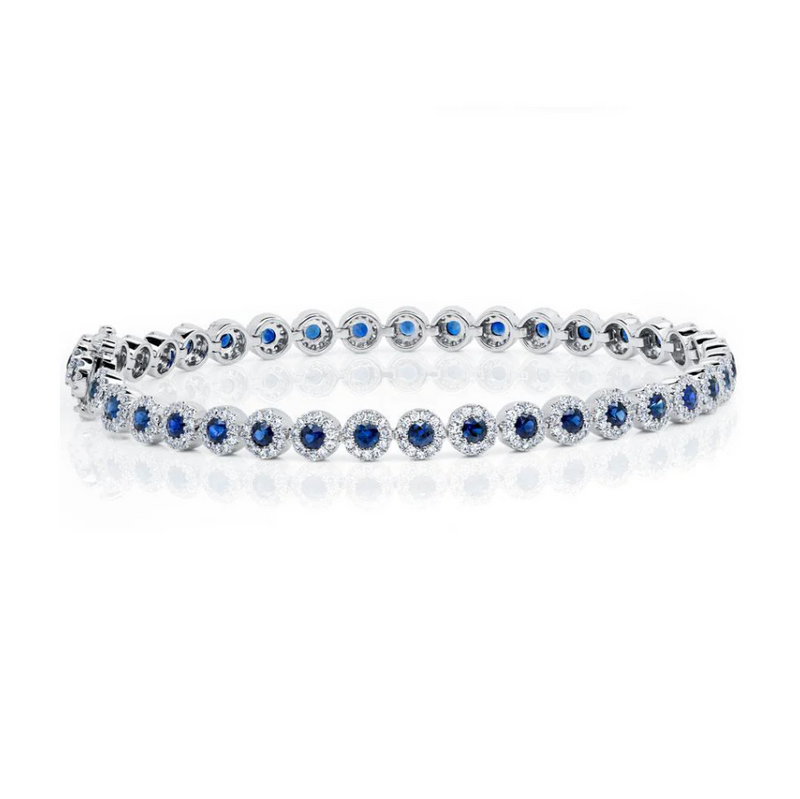 WHITE GOLD DIAMOND & BLUE SAPPHIRE BRACELET