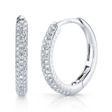 WHITE GOLD DIAMOND PAVE HOOP EARRING