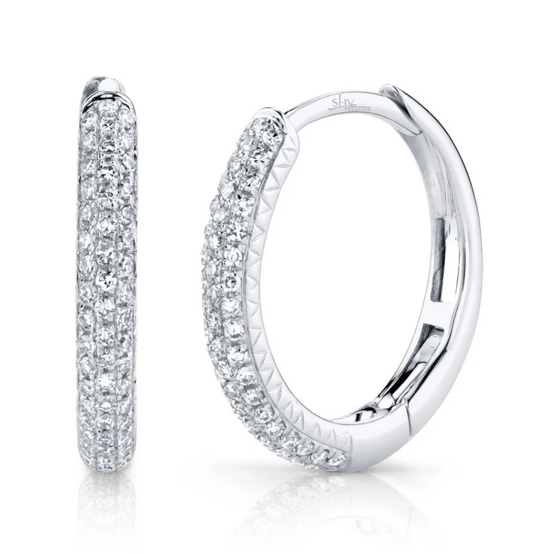 WHITE GOLD DIAMOND PAVE HOOP EARRING