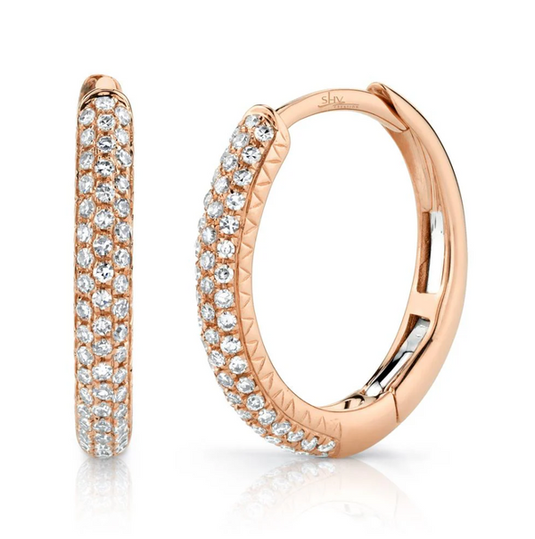 WHITE GOLD DIAMOND PAVE HOOP EARRING