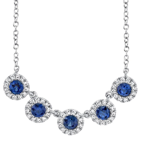 WHITE GOLD DIAMOND & BLUE SAPPHIRE NECKLACE