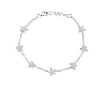 14K White Gold Diamond Star Bracelet