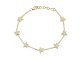 14K White Gold Diamond Star Bracelet