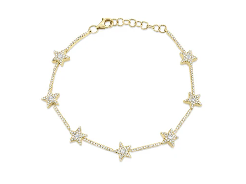 14K White Gold Diamond Star Bracelet