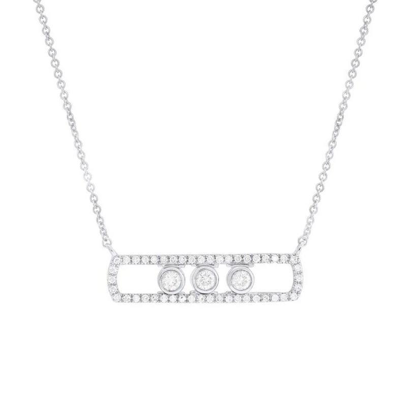 WHITE GOLD DIAMOND SLIDER BAR NECKLACE