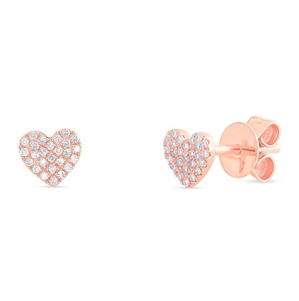 WHITE GOLD DIAMOND PAVE HEART STUD EARRING
