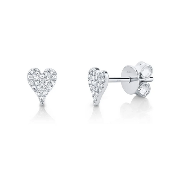 WHITE GOLD DIAMOND PAVE HEART STUD EARRING