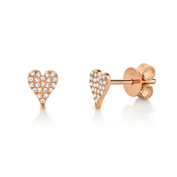 WHITE GOLD DIAMOND PAVE HEART STUD EARRING