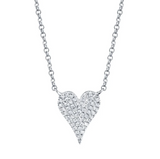 TWO TONE GOLD DIAMOND PAVE HEART NECKLACE