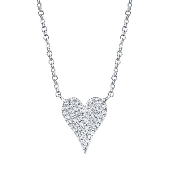 TWO TONE GOLD DIAMOND PAVE HEART NECKLACE