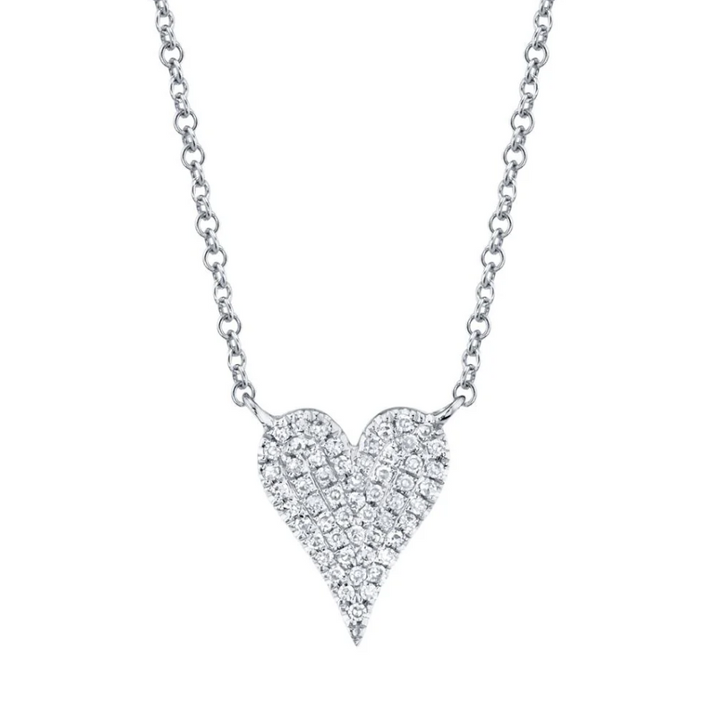 TWO TONE GOLD DIAMOND PAVE HEART NECKLACE