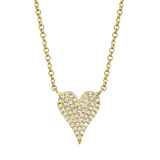TWO TONE GOLD DIAMOND PAVE HEART NECKLACE