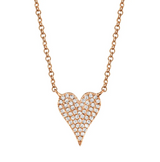 TWO TONE GOLD DIAMOND PAVE HEART NECKLACE