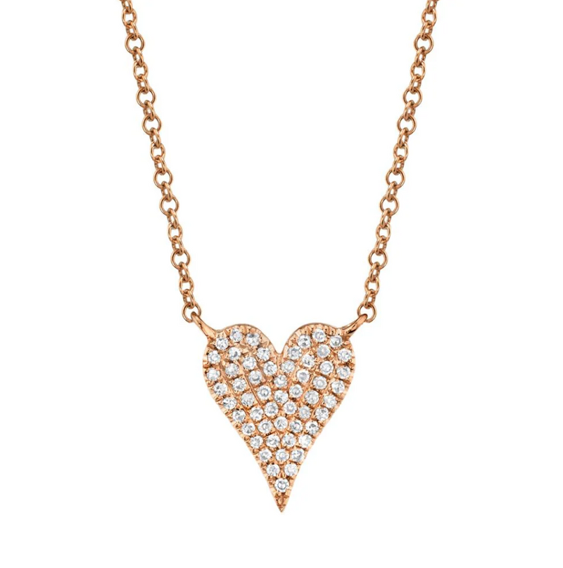 TWO TONE GOLD DIAMOND PAVE HEART NECKLACE
