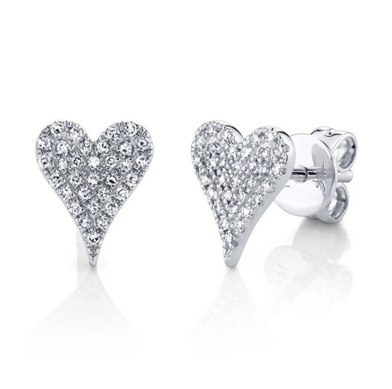 YELLOW GOLD DIAMOND PAVE HEART STUD EARRING