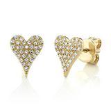 YELLOW GOLD DIAMOND PAVE HEART STUD EARRING