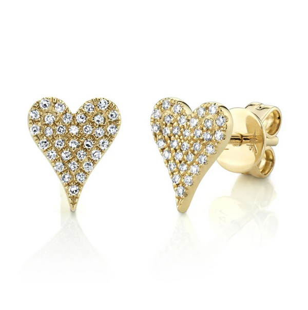 ROSE GOLD DIAMOND PAVE HEART STUD EARRING