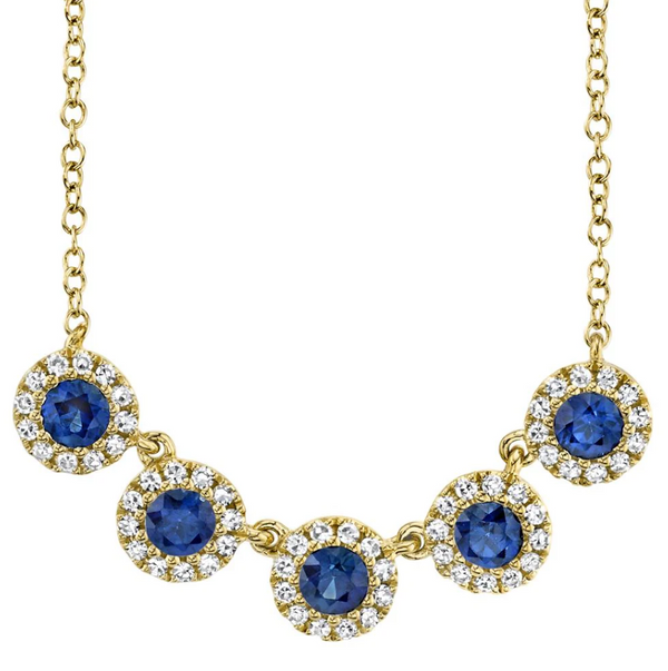 ROSE GOLD DIAMOND & BLUE SAPPHIRE NECKLACE