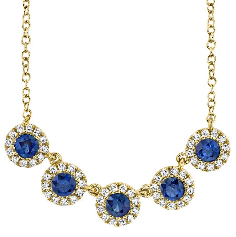 WHITE GOLD DIAMOND & BLUE SAPPHIRE NECKLACE