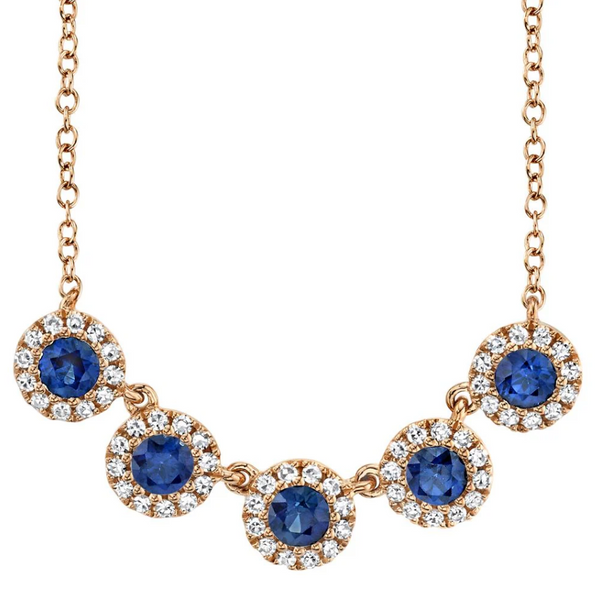 WHITE GOLD DIAMOND & BLUE SAPPHIRE NECKLACE