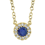 ROSE GOLD DIAMOND & BLUE SAPPHIRE NECKLACE