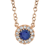 ROSE GOLD DIAMOND & BLUE SAPPHIRE NECKLACE