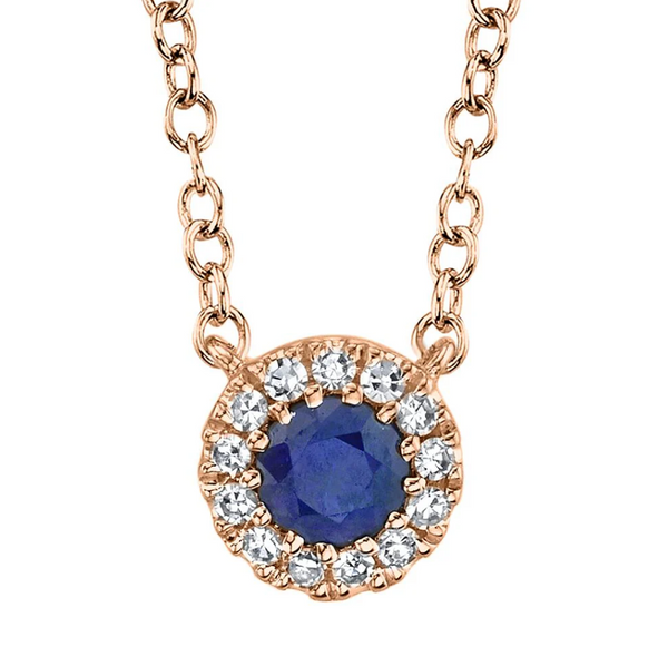 WHITE GOLD DIAMOND & BLUE SAPPHIRE NECKLACE