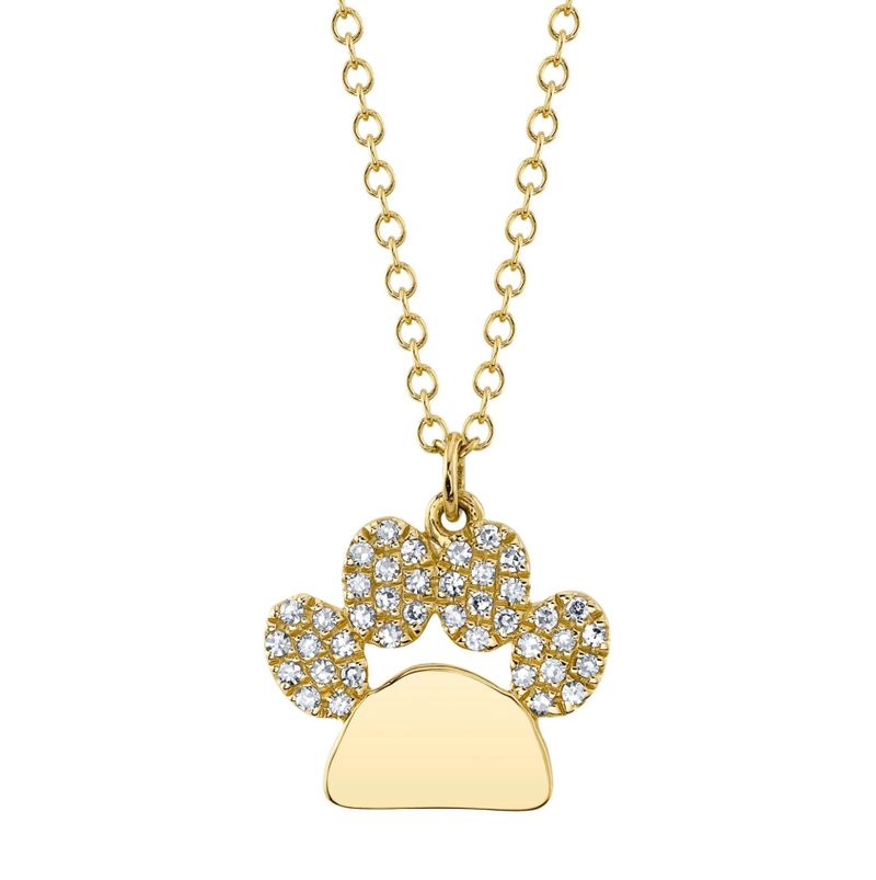 WHITE GOLD DIAMOND PAW NECKLACE