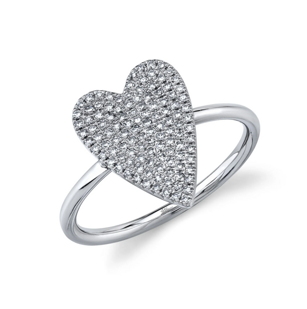 WHITE GOLD  DIAMOND PAVE HEART RING