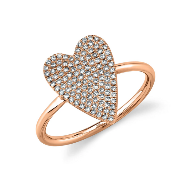 WHITE GOLD  DIAMOND PAVE HEART RING