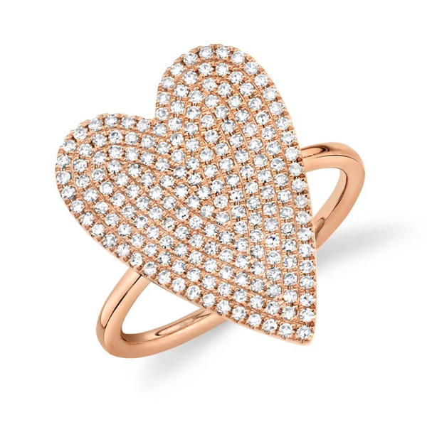 WHITE GOLD DIAMOND PAVE HEART RING