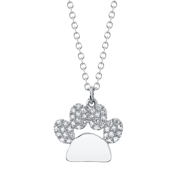 WHITE GOLD DIAMOND PAW NECKLACE
