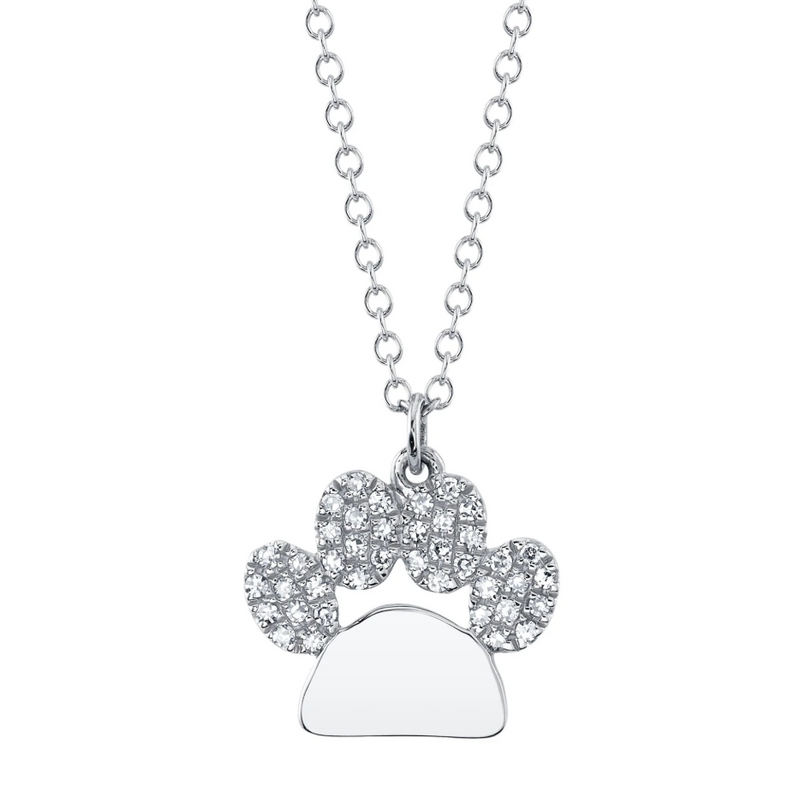 WHITE GOLD DIAMOND PAW NECKLACE