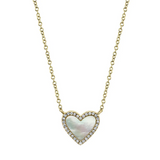 ROSE GOLD DIAMOND & MOTHER OF PEARL HEART NECKLACE