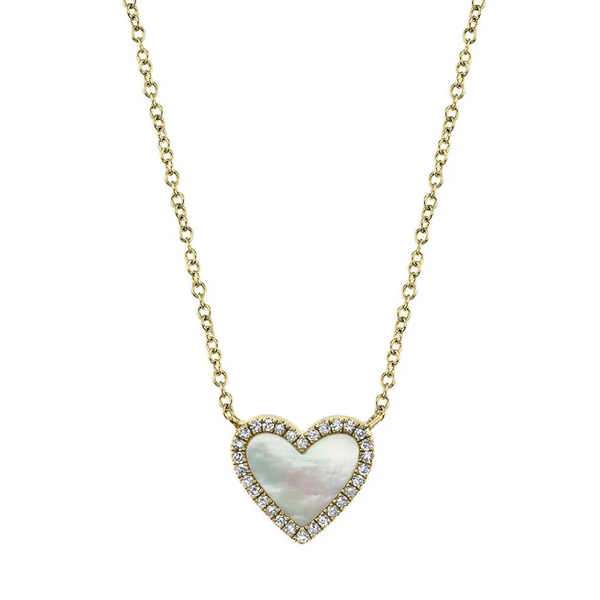 ROSE GOLD DIAMOND & MOTHER OF PEARL HEART NECKLACE