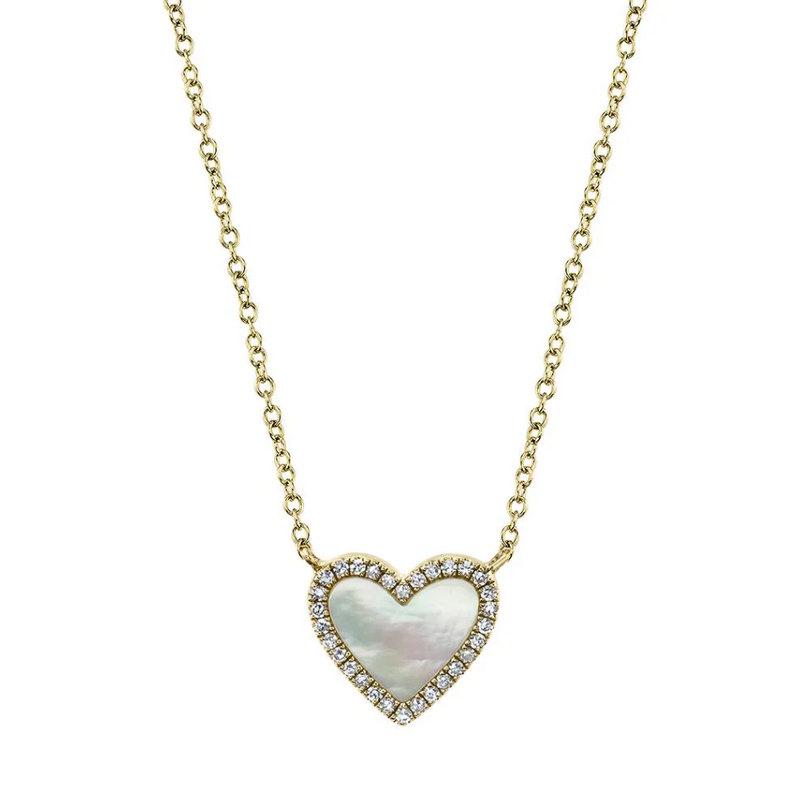 ROSE GOLD DIAMOND & MOTHER OF PEARL HEART NECKLACE