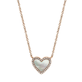 ROSE GOLD DIAMOND & MOTHER OF PEARL HEART NECKLACE