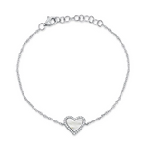 WHITE GOLD DIAMOND & MOTHER OF PEARL HEART BRACELET