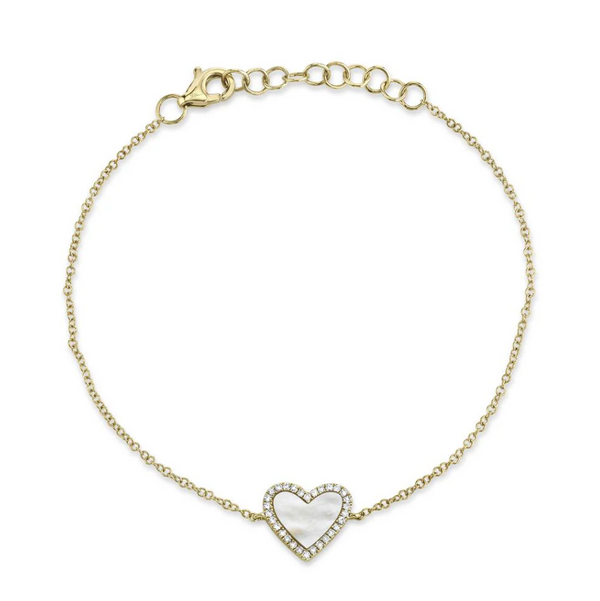 ROSE GOLD DIAMOND & MOTHER OF PEARL HEART BRACELET