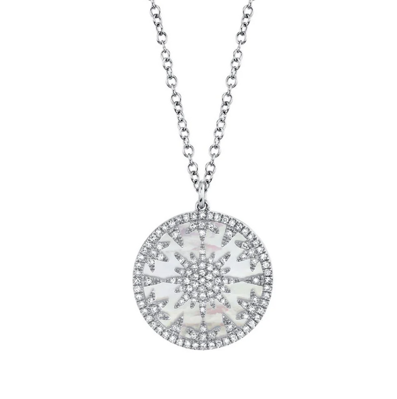 YELLOW GOLD DIAMOND & MOTHER OF PEARL NECKLACE