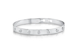 14K White Gold Diamond Bezel Latch Bangle