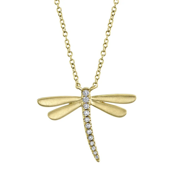 ROSE GOLD DIAMOND DRAGONFLY MATTE NECKLACE