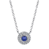 WHITE GOLD DIAMOND & BLUE SAPPHIRE NECKLACE