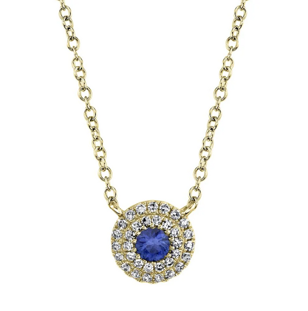 ROSE GOLD DIAMOND & BLUE SAPPHIRE NECKLACE