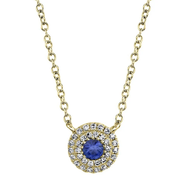 WHITE GOLD DIAMOND & BLUE SAPPHIRE NECKLACE